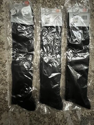 Calcetines de béisbol MIZUNO hasta la rodilla para hombre negros medianos 3 pares $19 al por menor cada uno único Foto 1 de 3