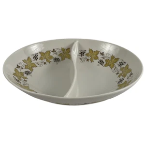 Syracuse Vintage Divided Serving Bowl Carefree True Grapes Yellow Leaves USA - Picture 1 of 7