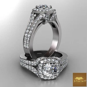 Runder geteilter Schaft Halo pave Diamant Verlobungsring Ehering GIA H VS2 2,12 ctw - Bild 1 von 4