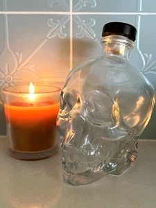 Glass Skeleton Skull Bottle Empty 700ml Gothic Decor - Crystal Head Vodka - Picture 1 of 7