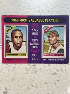 1975 Topps Baseball # 204 1966 MVP's Frank Robinson & Roberto Clemente Card - Picture 1 of 17