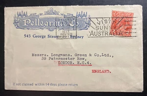 1933 Sydney Australia Advertising cover To London England Slogan Cancel - Picture 1 of 2