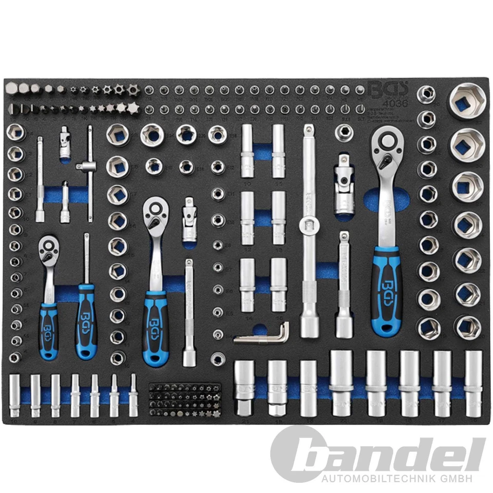BGS WERKSTATTWAGENEINLAGE 3/3 SCHAUMSTOFF VOLL 192-teilig STECKSCHLÜSSEL-SATZ - Bild 1 von 1