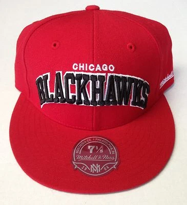 NHL Chicago Blackhawks Mitchell and Ness Red Arch Fitted Vintage Cap Hat M&N NEW - Image 1 of 4