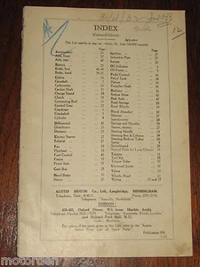 Austin SEVEN 1932 chassis 144000-167999 ill'd 63p PARTS LIST FREE POST AUSTRALIA - Picture 1 of 3