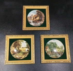Juego de 3 STAFFORDSHIRE CERÁMICA FINA HECHA A MANO CERÁMICA MINIATURA CUADRO PAÍS - Imagen 1 de 6