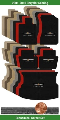 Juego de alfombrillas Velourtex personalizadas para Chrysler Sebring '01-10 con logotipo (5 piezas) #I74 Foto 1 de 4