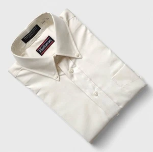 NWOT 80s Vintage Hathaway Button Down Oxford Shirt 14.5 Ivory OCBD Made In USA - Picture 1 of 9