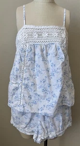 Caroline Constas M Floral Crochet Short Tank 2-Piece Pajama Set Cottage Coquette - Picture 1 of 12