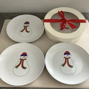 CIB 4er Set Sapota Brot-/Dessertteller mit Schneemann in Vitrine 8 Zoll Durchmesser - Bild 1 von 11