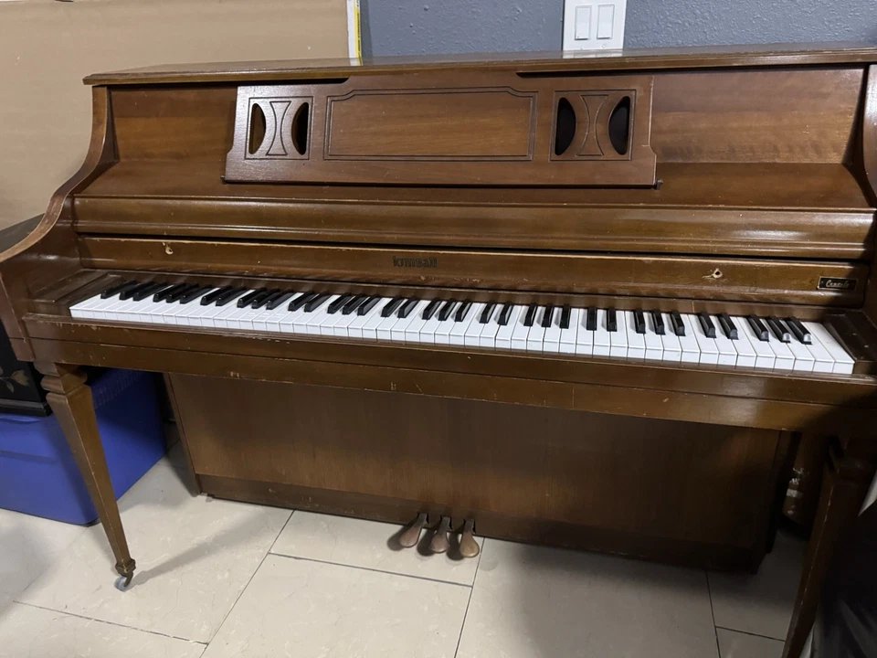 kimball upright piano, walnut wood color, completely functional in great shape. - Image 1 of 2