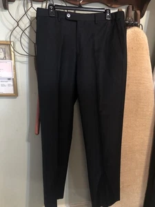 Vigano 1959 Wool Dress Pants Italy Mens 32W x 31 Inseam Black Classic Trousers - Picture 1 of 8