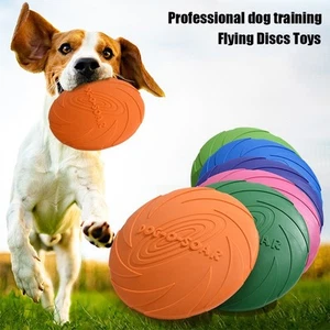 Flying Disk Rubber Frisbee Dog Toy Throw Fetch Training Plate Non toxic Soft - Picture 1 of 10