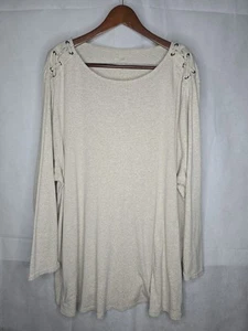 J. Jill Schnürung Schulter Tunika Top Neutral Beige Pima Baumwolle Klassisch Minimalistisch - Bild 1 von 19