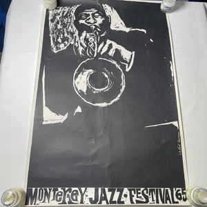 Póster Earl Newman 1965 "La trompeta" para el Festival de Jazz de Monterey 35" X23" - Imagen 1 de 11