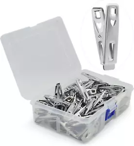 60 PCS Strong Stainless Steel Clothes Pins Metal Laundry Clips with Storage Box - Picture 1 of 12