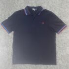 Fred Perry M3600 Twin Tipped Polo Shirt Royal Blue With Red And Light Blue MED