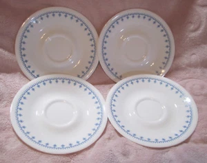 Glassware Small Saucer Corelle Snowflake 6.5" Saucer Plate Milk White Blue Trim. - Picture 1 of 5