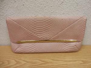 Clutch Atmosphere años 80 cuero sintético rosa aspecto serpiente 34x17 cm 80s vintage - Imagen 1 de 3