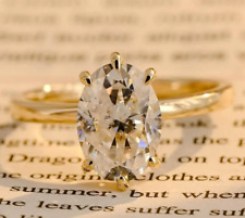 2 Ct Oval Cut VVS1 Moissanite Solitaire Engagement Ring 14K Yellow Gold Plated