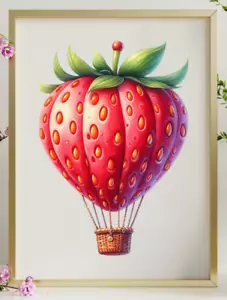 Strawberries Wall Art Print, Strawberry Kitchen Art Print, Home Decor Art #42 - Picture 1 of 2