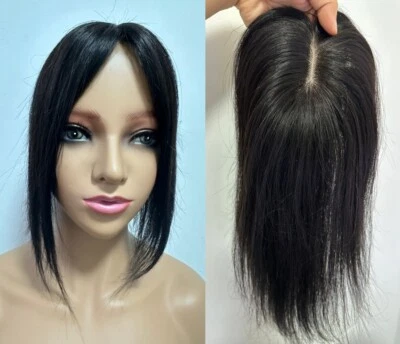 3.15"x4.3"Soft Silk Base 100% Human Hair Hair Topper for Women Clip in 11"~13" - Image 1 of 4