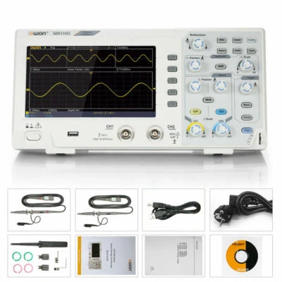OWON SDS1102 2-C Digital Desktop Oscilloscopes h 1GS/s 100MHZ Bandwidth X6H6 - Image 1 of 4