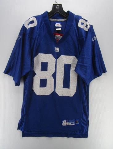 New York Giants Jersey Men Small Blue 80 Jeremy Shockey Rebook NFL Equipment Y2K Cover