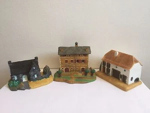 3 MINIATURES FRENCH BUILDINGS FRANCE VINTAGE ART BRITTANY CEVENNES DIORAMA HO - Picture 1 of 4