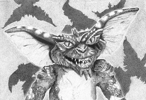 ADESIVO - Striscia di Gremlins - DISEGNATO A MANO Vinile/Stipple Art mogwai 3,5" x 2,5" - Foto 1 di 5