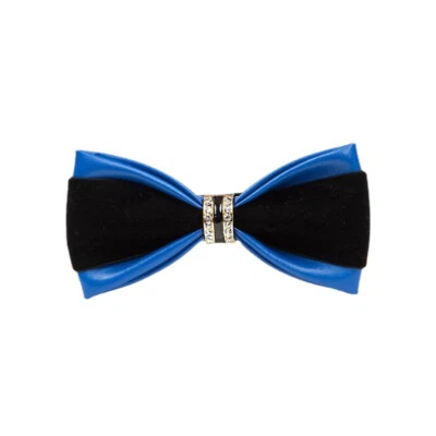 Mens PU Leather Adjustable Rhinestone Pre-tied Bow Tie Formal Tuxedo Wedding - Image 1 of 4