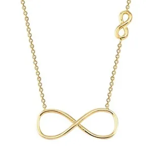14K Solid Gold Infinity Sign Necklace For Christmas Gift Real Gold Eternity Gift - Picture 1 of 3