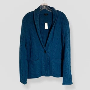 Maglione Talbots Taglia Large Blu Collare Maglia Cavo Accogliente Caldo Casual Nonna Nuovo con etichette - Foto 1 di 10