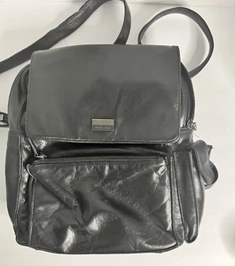 Vintage Perlina Black Leather Medium Backpack - Picture 1 of 9