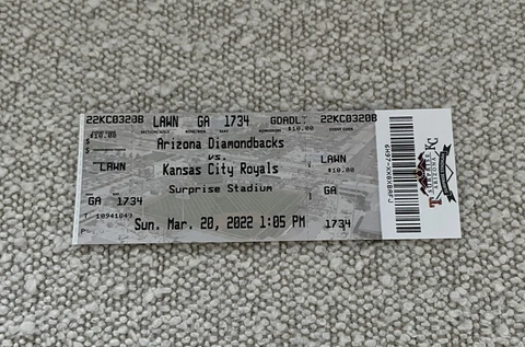 Kansas City Royals 3/20/22 Spring Training Ticket Stub Bobby Witt Jr Rookie Szn Cover