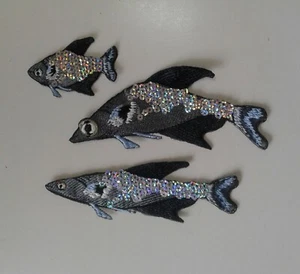 Fishes with Sequins Set Handmade Embroidered Patches - Picture 1 of 9