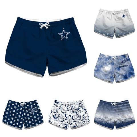 Dallas Cowboys Womens Drawstring Board Shorts Casual Yoga Sports Swim Shorts Cover