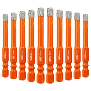 Set punte diamantate per trapano a gambo attacco rapido piastrelle porcellana 5/6/8/10/12/14 mm - Foto 1 di 24