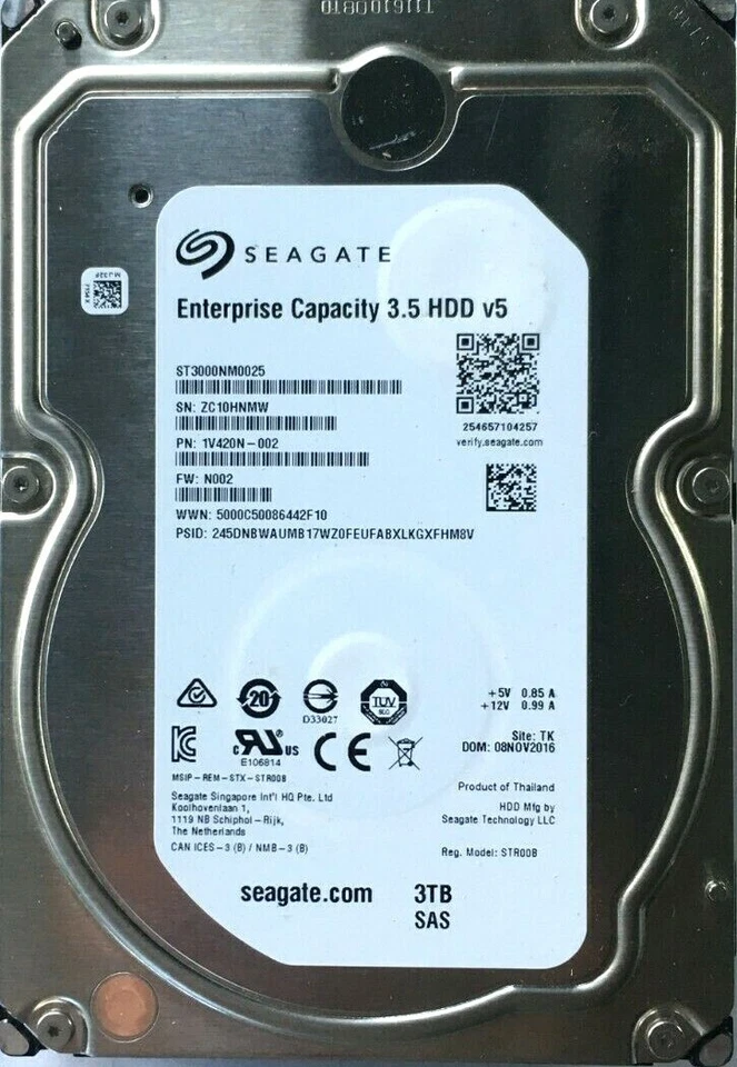 3Tb Seagate ST3000NM0025 7.2k 128Mb 12Gb/s SAS serial attached SCSI - Image 1 of 3