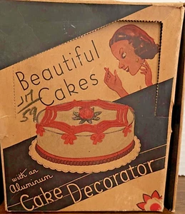 Antique Beautiful Cakes No. 2804 Aluminum Cake Decorator Set 1930's - Imagen 1 de 3