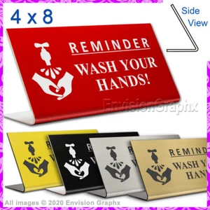4x8 Engraved Plastic Professional Office Desk Sign REMINDER WASH YOUR HANDS F - Picture 1 of 6