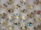 Wholesale Lots 43pcs Gold P Jewellery Various Rhinestone Enamel Women Rings