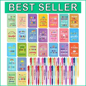100 Pcs Inspirational Notepads & Colorful Pens Set - Perfect Teacher Gifts - Picture 1 of 8