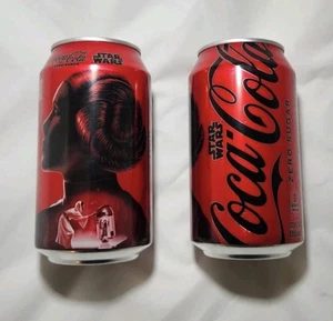 *EMPTY OR FULL* Qty. 2 Princess Leia Star Wars LE Coca Cola Coke Can - Picture 1 of 2