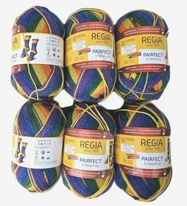 6x 150 g de lana de calcetín Regia 6 hilos Pairfect arco iris colorido (70,00 €/kg) C601 - Imagen 1 de 2