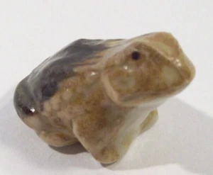 Mini estatuilla de fronta marrón esmaltada de cerámica, Japón, vintage - Imagen 1 de 3