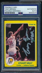 1984-85 Star #57 Tony Brown signed auto PSA/DNA w/ 'UER' inscription cool card 2 - Picture 1 of 2