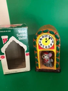 Vintage Jasco orologio natalizio e candele topo rifugio natalizio innevato in scatola - Foto 1 di 7
