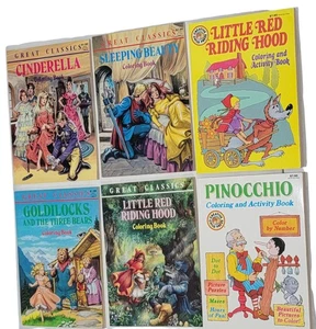 Vintage 90er Malbücher Aschenputtel Dornröschen Pinocchio Menge 6 BRANDNEU - Bild 1 von 12