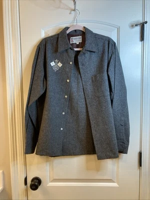 Vintage Men’s Med Wool Shirt/Jacket Embroidered Crest 1950’s By Ivanhoe Of Cali - Image 1 of 4